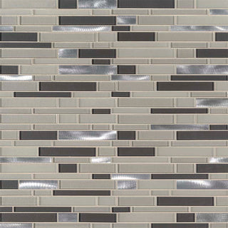 Beige Brown - 12x12 Urbanka Mosaic Metallic-Look Glossy Textured Glass Tile