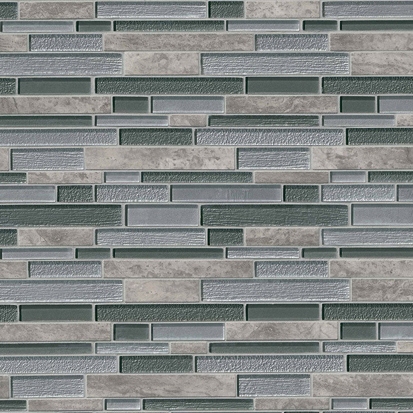12x12 Smoky Mosaic Stone-Look Glossy Textured Porcelain Tile Black Gray