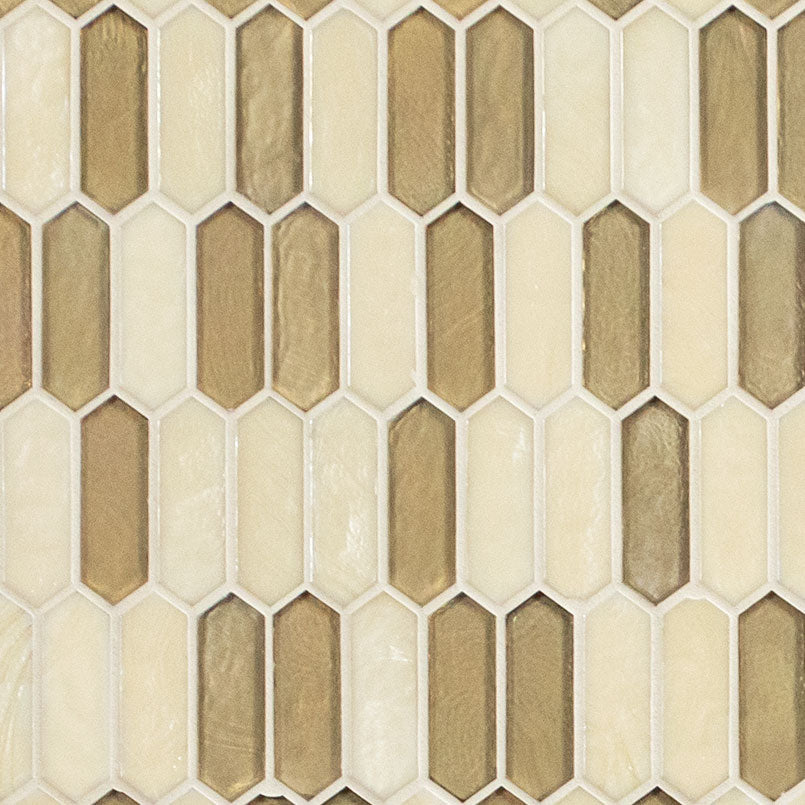 12x12 Pixie Picket Mosaic Solid-Color Glossy Textured Glass Tile