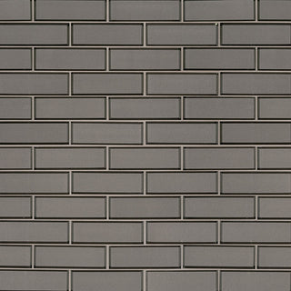 Medium Gray - 2x6 Champagne Patterned Solid-Color Glossy Beveled Glass Tile