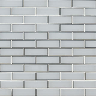 Light Gray - 2x6 Ice Patterned Solid-Color Glossy Beveled Glass Tile