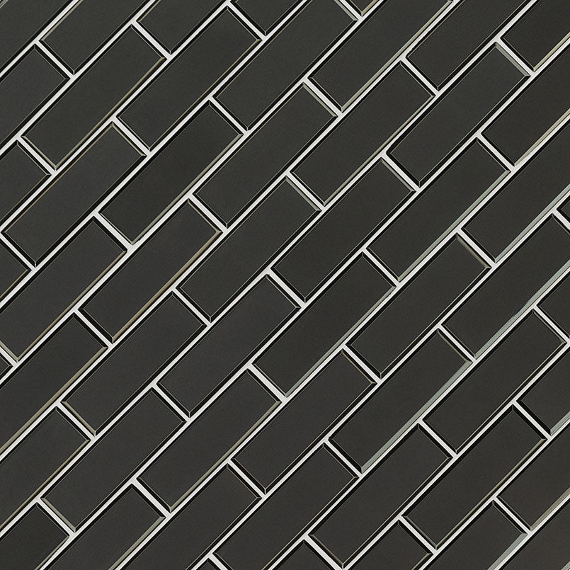 2x6 Metallic Mosaic Metallic-Look Glossy Beveled Glass Tile