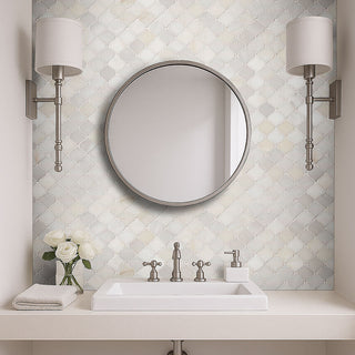 Soft Brown - 12x12 Greecian Arabesque Mosaic Natural-Look Polished Smooth Marble Tile