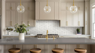 White Gray - 12x12 La Fleur Circle Lattice Mosaic Natural-Look Polished Smooth Marble Tile