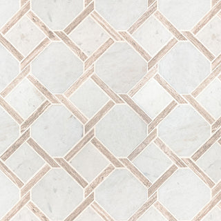 Beige White - 12x12 Marbella Octagon Mosaic Natural-Look Polished Smooth Marble Tile
