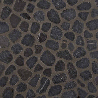 Soft Gray - 12x12 Rio Lago Oval Mosaic Natural-Look Tumbled Textured Marble Tile