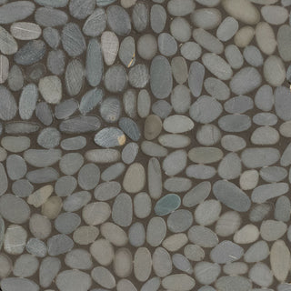 Stone Gray - 12x12 Rio Lago Oval Mosaic Pebble-Look Tumbled Textured Quartzite Tile
