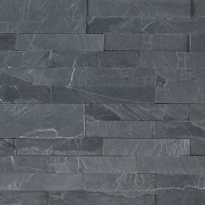 6x22 Midnight Mosaic Natural-Look Honed Textured Slate Tile Gray Dark