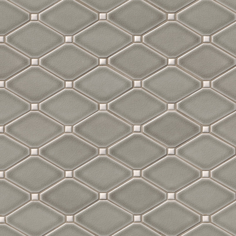12x12 Dove Diamond Mosaic Natural-Look Glossy Textured Ceramic Tile