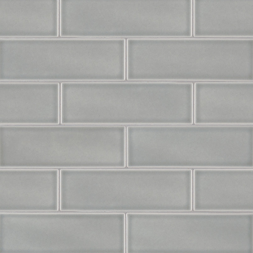 4x12 Morning Solid-Color Glossy Smooth Ceramic Tile Light Gray