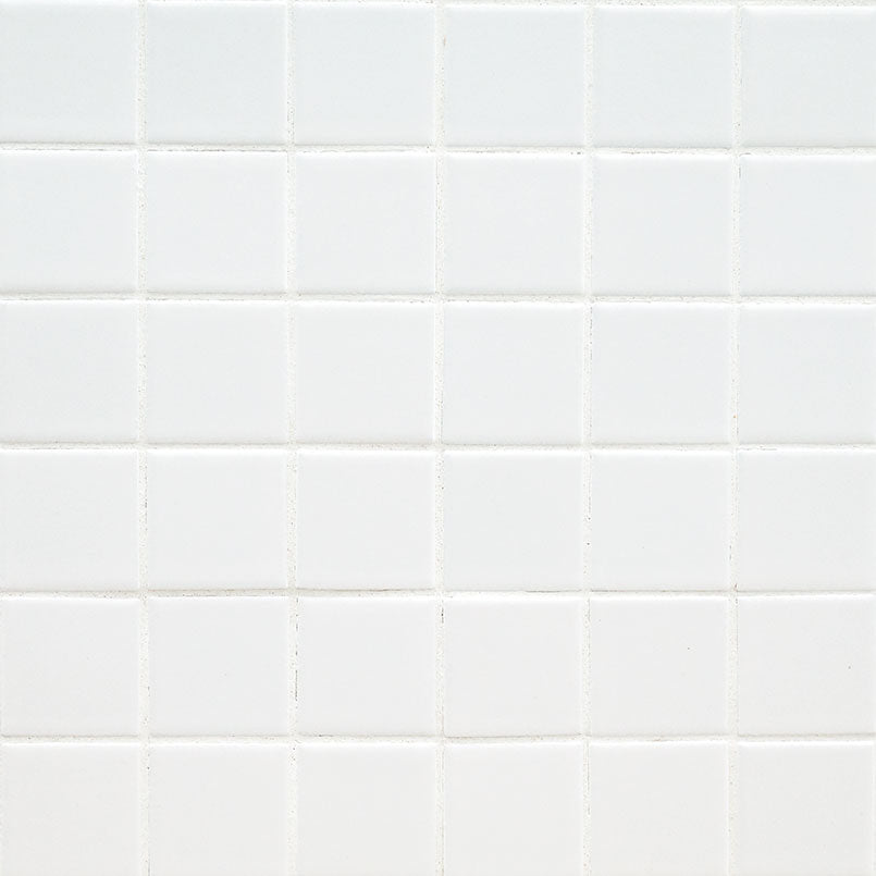 2x2 Domino Mosaic Solid-Color Matte Smooth Porcelain Tile Bright White