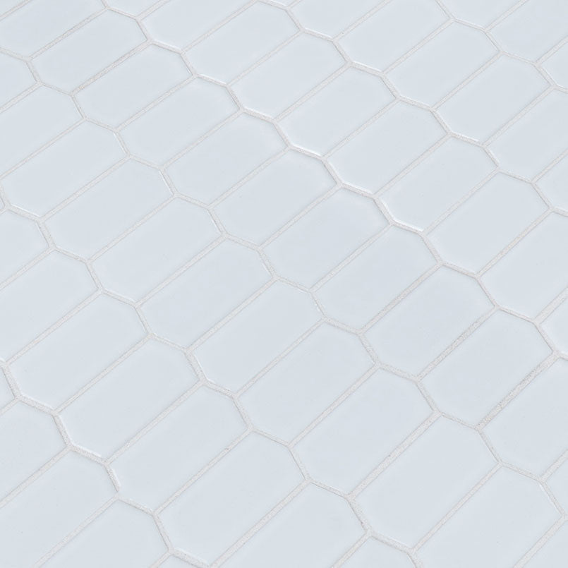 12x12 Domino Picket Mosaic Solid-Color Glossy Smooth Porcelain Tile Soft White