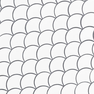 Bright White - 12x12 Domino Scallop Mosaic Solid-Color Glossy Smooth Porcelain Tile
