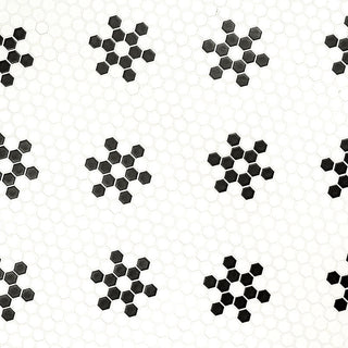 White Black - 1" Domino Snow Flake Grid Hexagon Mosaic Mixed-Color Matte Smooth Porcelain Tile