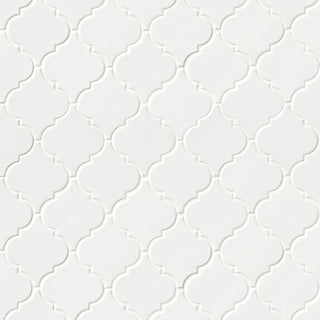 Soft White - 12x12 Whisper Arabesque Patterned Solid-Color Glossy Smooth Ceramic Tile