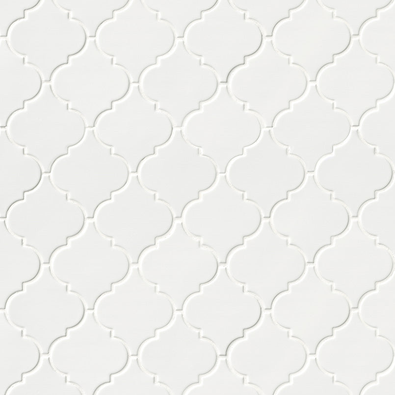 12x12 Whisper Arabesque Patterned Solid-Color Glossy Smooth Ceramic Tile Soft White