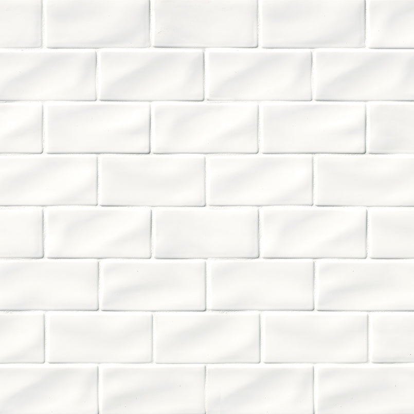 3x6 Whisper Solid-Color Glossy Undulated Smooth Ceramic Tile