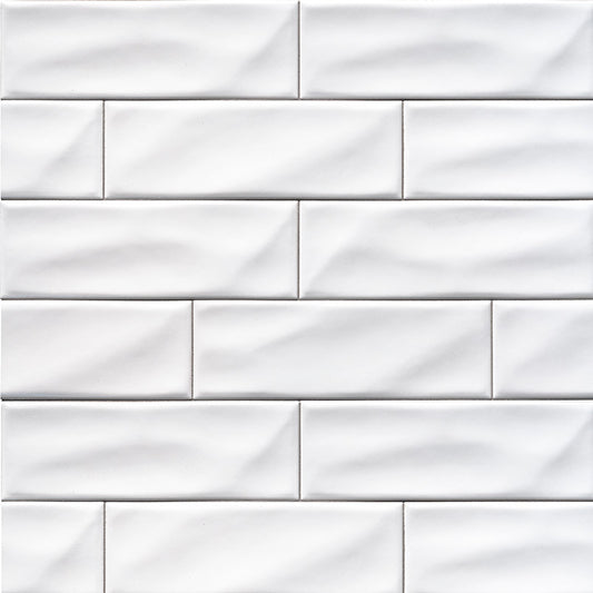 Bright White - 4x12 Whisper Natural-Look Matte Undulated Ceramic Tile