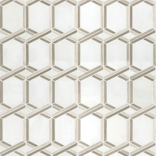 Brown Beige - 12x12 Royal Octagon Linear Mosaic Natural-Look Polished Smooth Marble Tile
