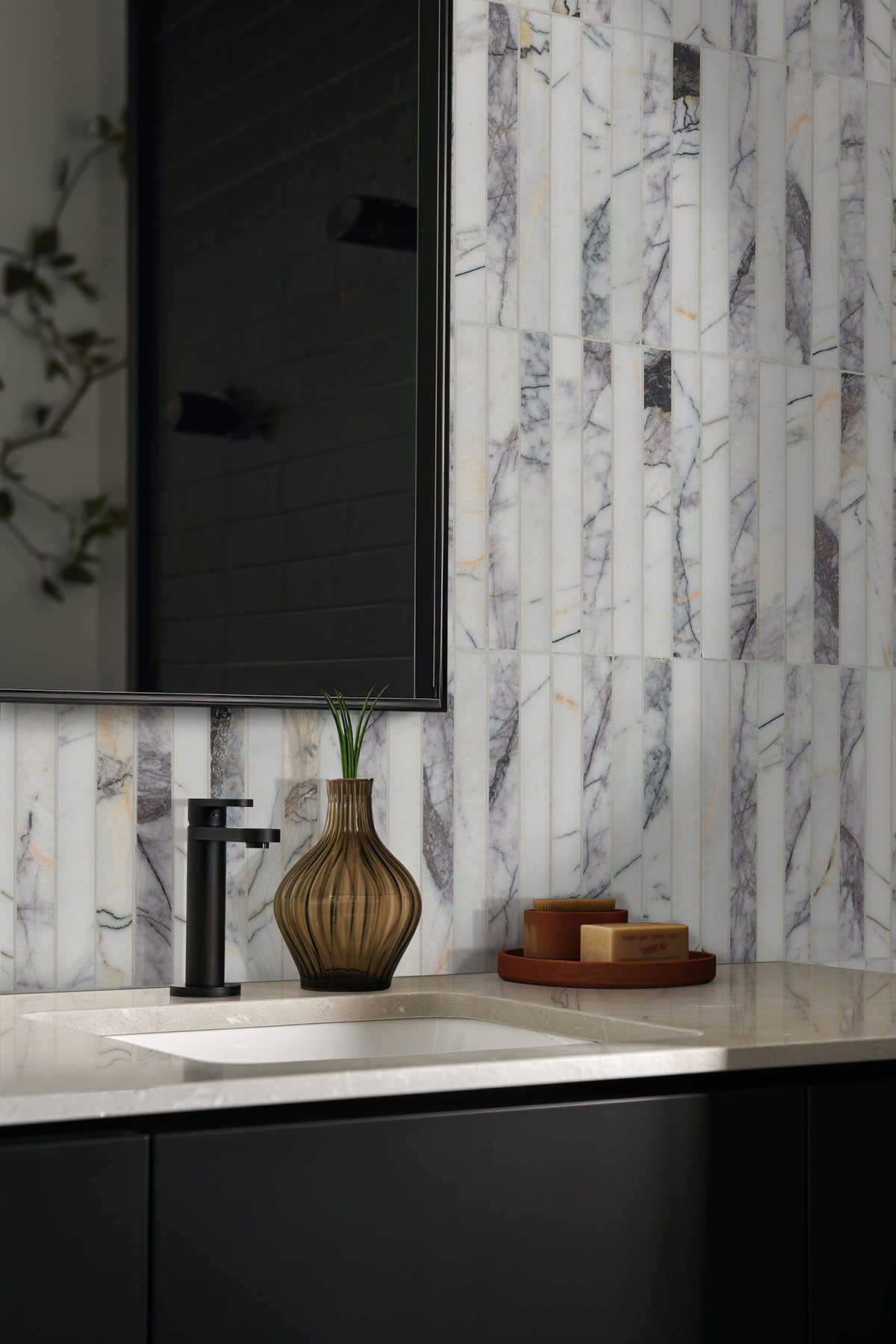 12x12 Scollopini Mosaic Natural-Look Honed Smooth Marble Tile Gray Lilac