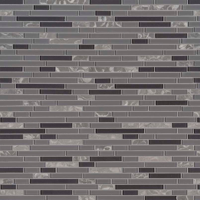 12x12 Lorena Mosaic Natural-Look Glossy Smooth Porcelain & Glass Tile White Gray