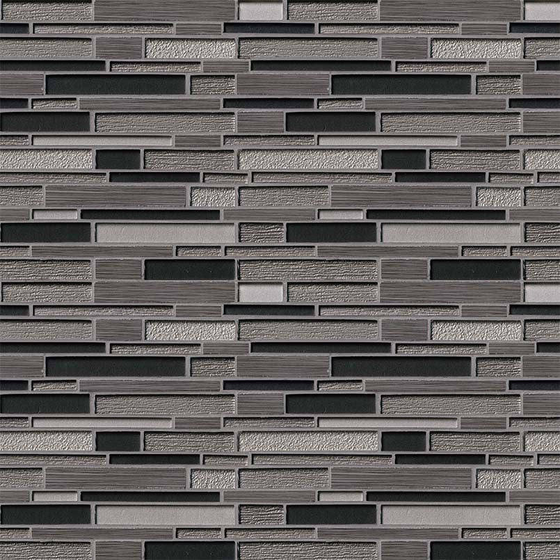 12x12 Metro Mosaic Stone-Look Glossy Textured Porcelain & Glass Tile
