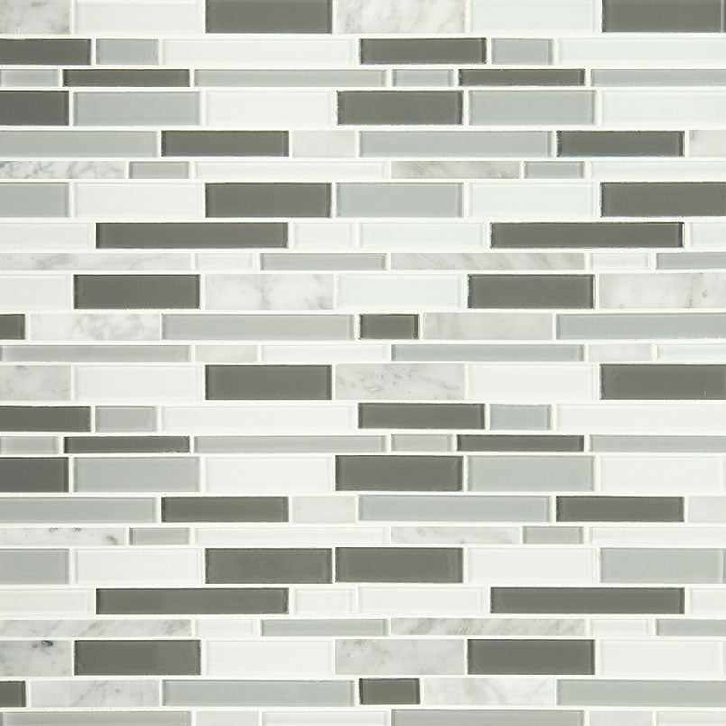 12x12 Positano Mosaic Marble-Look Glossy Smooth Porcelain & Glass Tile