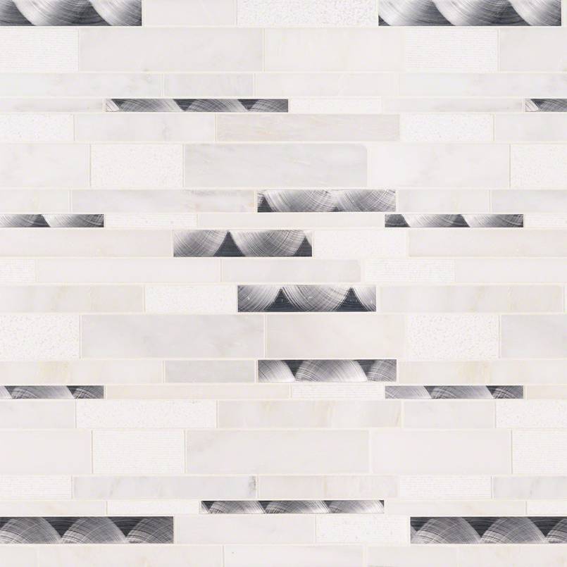 12x12 Moderno Mosaic Marble-Look Matte Smooth Porcelain & Glass Tile