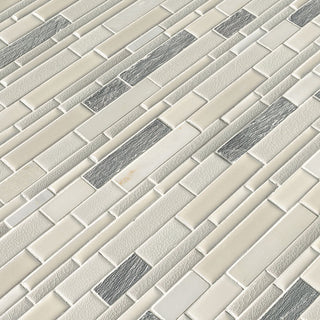 Beige Gray - 12x12 Everest Mosaic Stone-Look Glossy Textured Porcelain Tile