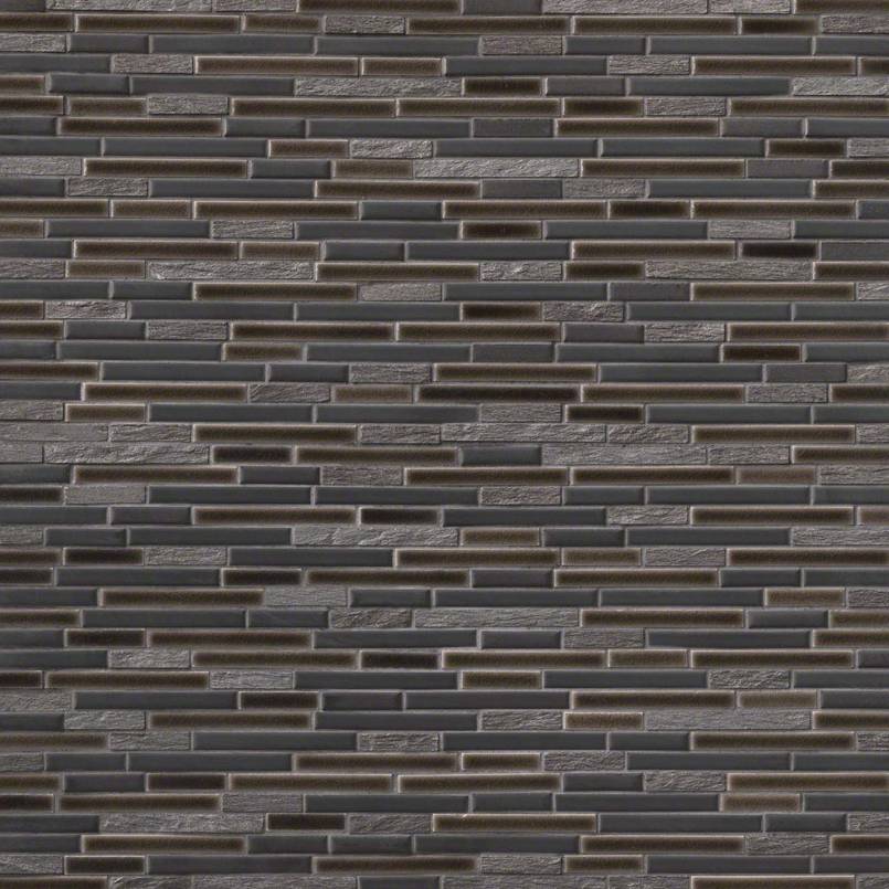 12x12 Titan Mosaic Stone-Look Matte Textured Porcelain & Glass Tile Brown Gray