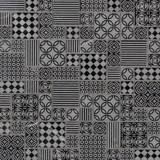 Black Gray - 12x12 Tetris Square & Rectangle Patchwork Mosaic Natural-Look Honed Smooth Marble Tile