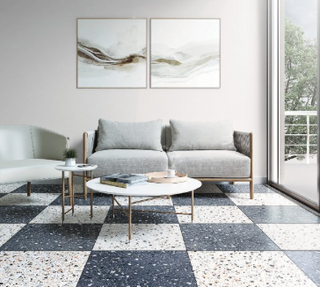 Speckled Charcoal - 24x24 Poke Natural Terrazzo-Look Matte Smooth Porcelain Tile