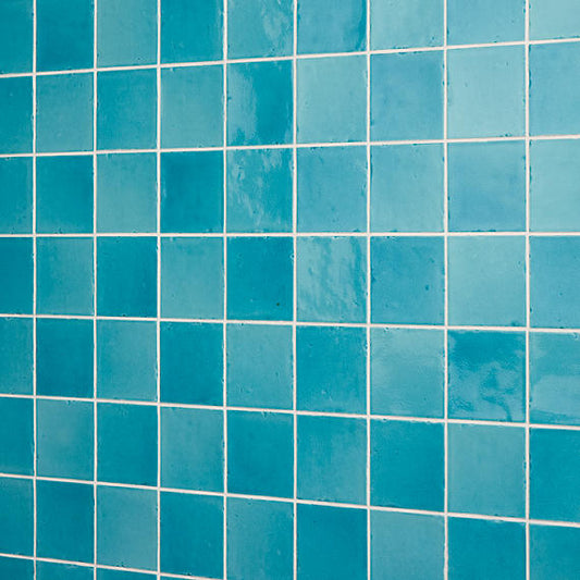 Light Blue - 4x4 Contempee Handcrafted Solid-Color Glossy Undulated Ceramic Tile