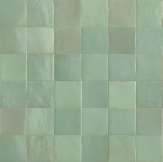 Blue Green Mix - 4x4 Zellige Neo Natural Mixed-Color Glossy Undulated Ceramic Tile