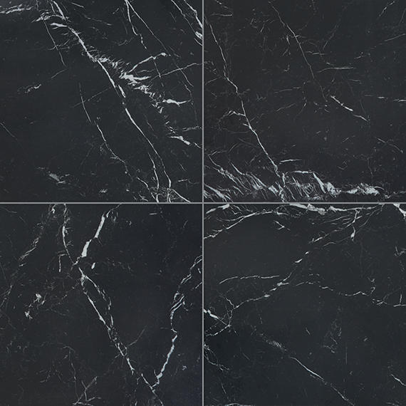 48x48 Panoramic Duet Grid Natural Marble-Look Matte Smooth Porcelain Tile Dark Black
