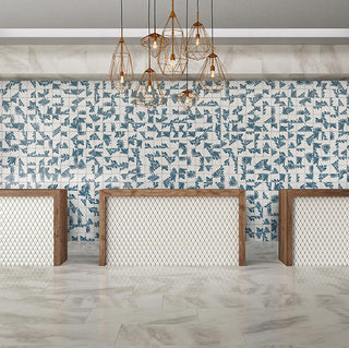 Dusty White - 6x6 Rice Petal Floral Patterned Mixed-Color Glossy Smooth Porcelain Tile