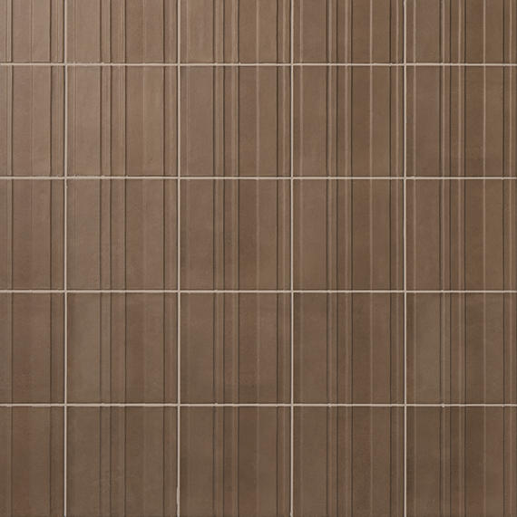 8x8 Crafthouse Natural Concrete-Look Matte 3D-Geometric Fluted Porcelain Tile Argilla Brown