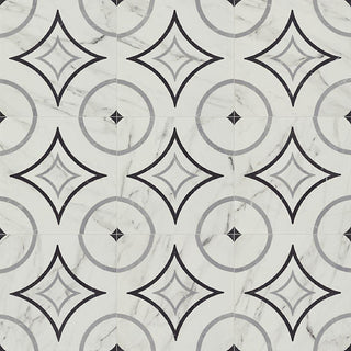 Warm Beige - 8x8 Clarasea Linear Octagon Patterned Marble-Look Matte Smooth Porcelain Tile