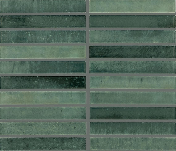 1x6 Miramo Straight Joint Mosaic Solid-Color Glossy Smooth Glass Tile Forest Green