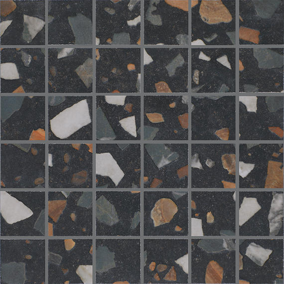 2x2 Curation Fragment Shard Straight Joint Mosaic Mixed-Material Look Matte Smooth Porcelain Tile Dark Charcoal