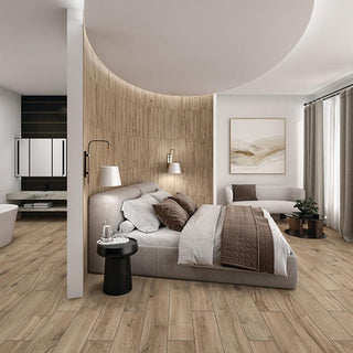 Light Oak - 1x24 Acreage Stacked Linear Mosaic Wood-Look Matte Smooth Porcelain Tile