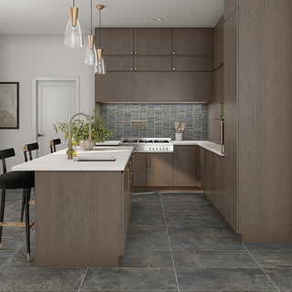 Dark Gray - 12x12 Urban Essence Stacked Mosaic Concrete-Look Matte Smooth Porcelain Tile