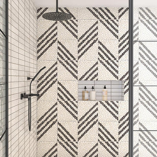 Icicle Gray - 12x12 Pebble Oasis Linear Mosaic Natural-Look Tumbled Natural Pebble Tile