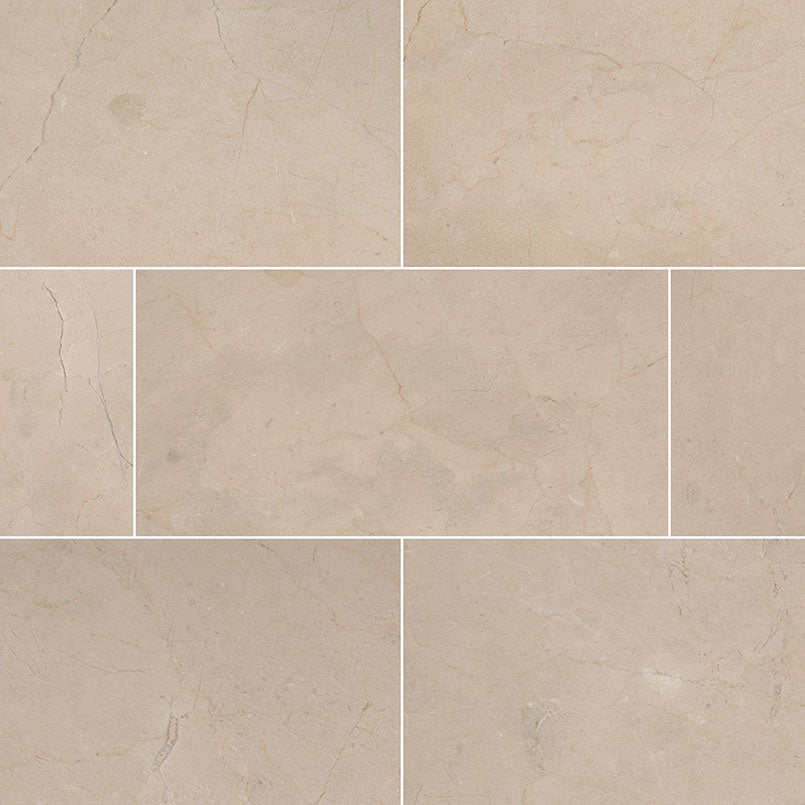 12x24 Crema Light Veining Natural-Look Polished Smooth Marble Tile Soft Beige