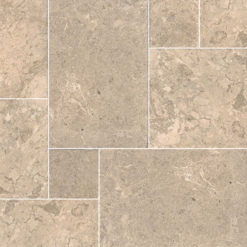 4x2 Crema Square & Rectangle Natural-Look Brushed Smooth Marble Tile Soft Beige