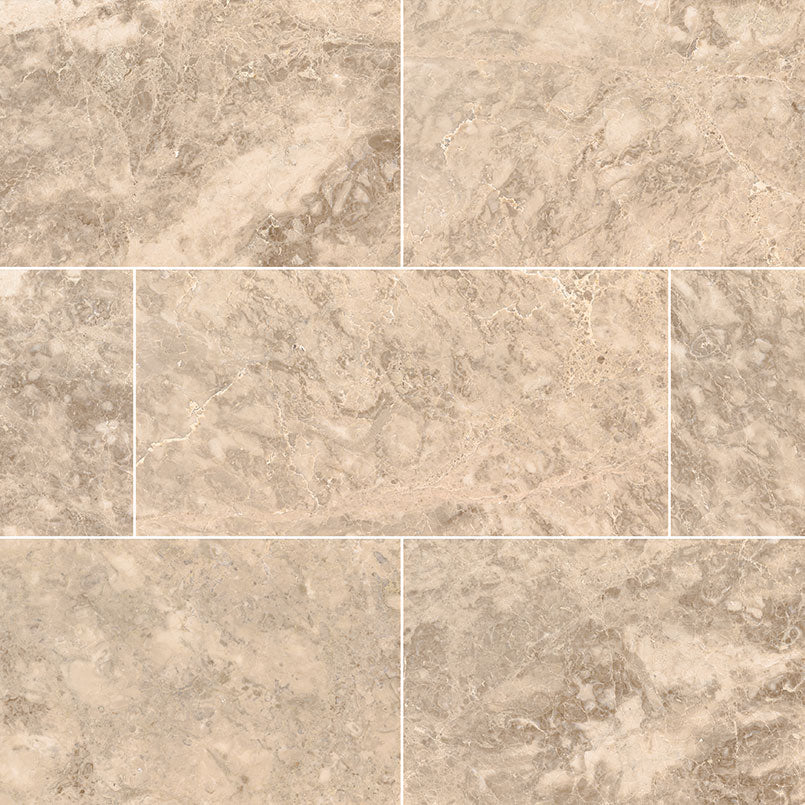 12x24 Crema Intense Veining Natural-Look Polished Smooth Marble Tile Soft Beige