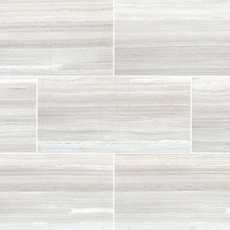 12x24 White Oak Patterned Stone-Look Honed Smooth Marble Tile Soft Beige