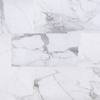 White Gray - 12x24 Trecento Intense Veining Marble-Look Satin Smooth Vinyl Tile