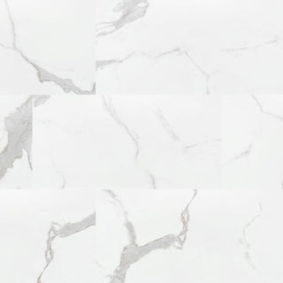 White Gray - 12x24 Trecento Medium Veining Marble-Look Satin Smooth Vinyl Tile