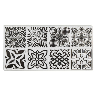 Black White - 12x24 Trecento Patchwork Patterned Marble-Look Satin Textured Vinyl Tile